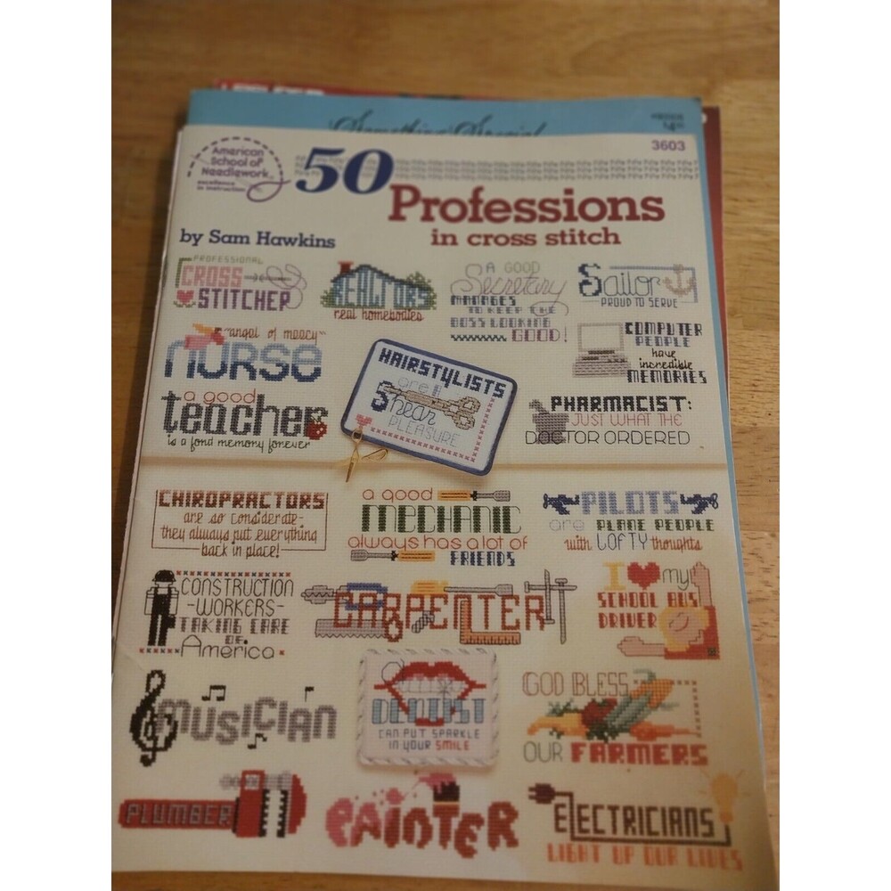 American School of Needlework 50 Professions in Cross stitch pattern book